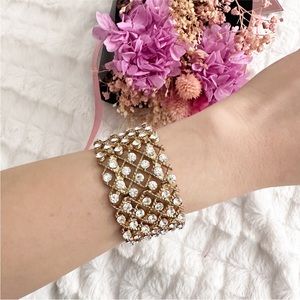 Gold Rhinestone Cuff Bracelet